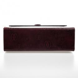 Pre Owned Cartier Burgundy Patent Leather Happy Birthday Top Handle Bag