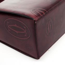 Pre Owned Cartier Burgundy Patent Leather Happy Birthday Top Handle Bag