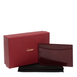 Pre Owned Cartier Red Patent Leather Happy Birthday Card Holder