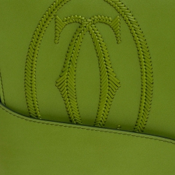Pre Owned Cartier Apple Green Leather Logo Flap Clutch