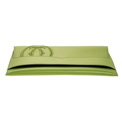 Pre Owned Cartier Apple Green Leather Logo Flap Clutch