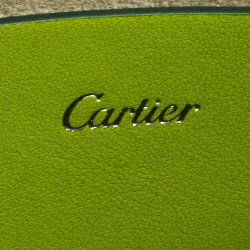 Pre Owned Cartier Apple Green Leather Logo Flap Clutch