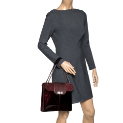 مملوكة مسبقًا Cartier Burgundy Patent Leather/Suede and Python Classic Feminine Line Chain Bag