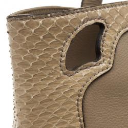 Pre Owned Cartier Beige Canvas & Snakeskin Limited Edition 'Marcello De Cartier' Tote
