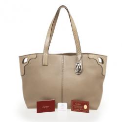 Pre Owned Cartier Beige Canvas & Snakeskin Limited Edition 'Marcello De Cartier' Tote