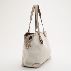 Pre Owned Cartier Beige Canvas & Snakeskin Marcello Tote 