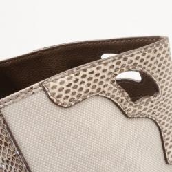 Pre Owned Cartier Beige Canvas & Snakeskin Marcello Tote 