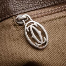 Pre Owned Cartier Beige Canvas & Snakeskin Marcello Tote 