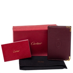 Pre Owned Cartier Red Leather Must De Cartier Card Holder