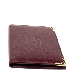 Pre Owned Cartier Red Leather Must De Cartier Card Holder