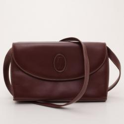 مملوكة مسبقًا Cartier Vintage Burgundy Flap Shoulder Bag 