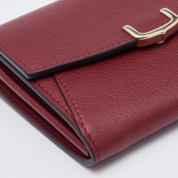 مملوكة مسبقًا Cartier Red Leather C de Cartier Flap Compact Wallet