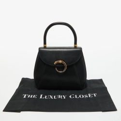 Pre Owned Cartier Black Leather Panthere Top Handle Bag