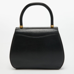 Pre Owned Cartier Black Leather Panthere Top Handle Bag