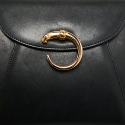 Pre Owned Cartier Black Leather Panthere Top Handle Bag