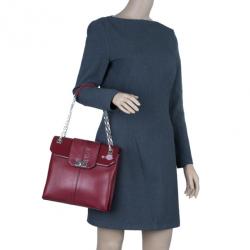 مملوكة مسبقًا Cartier Red Leather and Patent Feminine Line Chain Bag