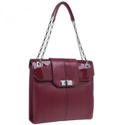 مملوكة مسبقًا Cartier Red Leather and Patent Feminine Line Chain Bag