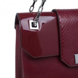 مملوكة مسبقًا Cartier Red Leather and Patent Feminine Line Chain Bag
