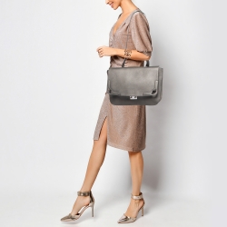 Pre Owned Cartier Metallic Leather Marcello Flap Top Handle Bag