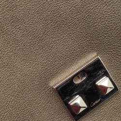 Pre Owned Cartier Metallic Leather Marcello Flap Top Handle Bag