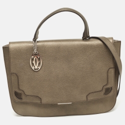 مملوكة مسبقًا Cartier Metallic Leather Marcello Flap Top Handle Bag
