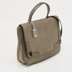 Pre Owned Cartier Metallic Leather Marcello Flap Top Handle Bag