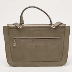 Pre Owned Cartier Metallic Leather Marcello Flap Top Handle Bag