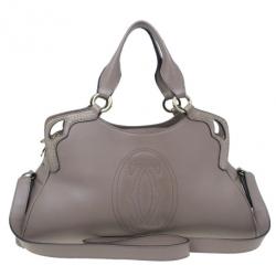 Cartier Beige Leather and Python Trim Small Marcello De Cartier Hobo