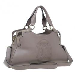 Cartier Beige Leather and Python Trim Small Marcello De Cartier Hobo