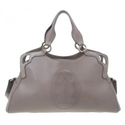 Cartier Beige Leather and Python Trim Small Marcello De Cartier Hobo