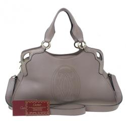 Cartier Beige Leather and Python Trim Small Marcello De Cartier Hobo