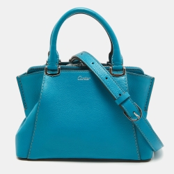 Pre Owned Cartier Blue Leather Mini C de Cartier Satchel
