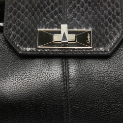 Pre Owned Cartier Black Leather and Snakeskin Classic Feminine Line Shoulder Bag