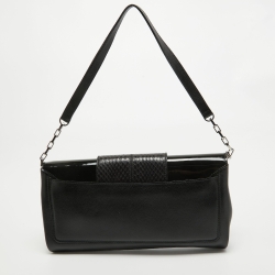 Pre Owned Cartier Black Leather and Snakeskin Classic Feminine Line Shoulder Bag