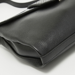 Pre Owned Cartier Black Leather and Snakeskin Classic Feminine Line Shoulder Bag