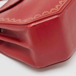 Pre Owned Cartier Red Leather Mini Guirlande De Cartier Top Handle Bag