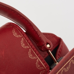 Pre Owned Cartier Red Leather Mini Guirlande De Cartier Top Handle Bag