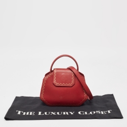 Pre Owned Cartier Red Leather Mini Guirlande De Cartier Top Handle Bag