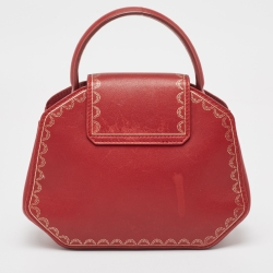 Pre Owned Cartier Red Leather Mini Guirlande De Cartier Top Handle Bag