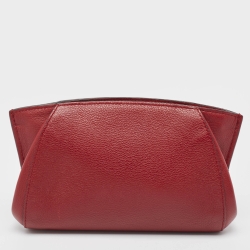 Pre Owned Cartier Burgundy Leather C De Cartier Clutch