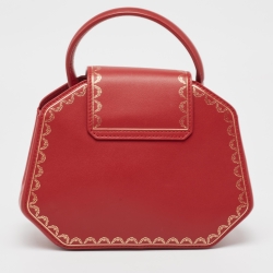 Pre Owned Cartier Red Leather Mini Guirlande De Cartier Top Handle Bag