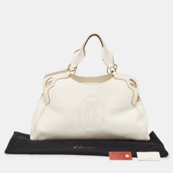 Pre Owned Cartier Off-White Leather Large Marcello de Cartier Bag
