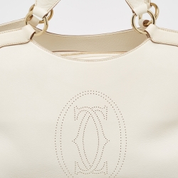 Pre Owned Cartier Off-White Leather Large Marcello de Cartier Bag
