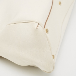 Pre Owned Cartier Off-White Leather Large Marcello de Cartier Bag