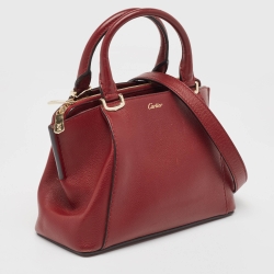 Pre Owned حقيبة ساتشل كارتييه ميني سي دو كارتييه جلد بني محمر