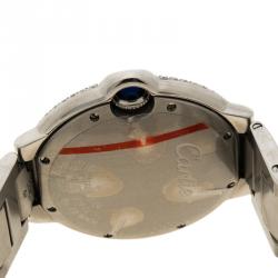Pre Owned Cartier Grey Stainless Steel & Diamonds Ballon Bleu De Cartier Women's  Wristwatch 36 mm