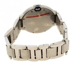 Pre Owned Cartier Grey Stainless Steel & Diamonds Ballon Bleu De Cartier Women's  Wristwatch 36 mm