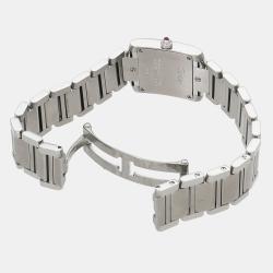 Pre Owned Cartier Pink Stainless Steel Tank Francaise W51030Q3 Quartz Women's Wristwatch 20 mm