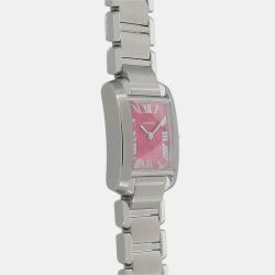 Pre Owned Cartier Pink Stainless Steel Tank Francaise W51030Q3 Quartz Women's Wristwatch 20 mm