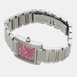 Pre Owned Cartier Pink Stainless Steel Tank Francaise W51030Q3 Quartz Women's Wristwatch 20 mm